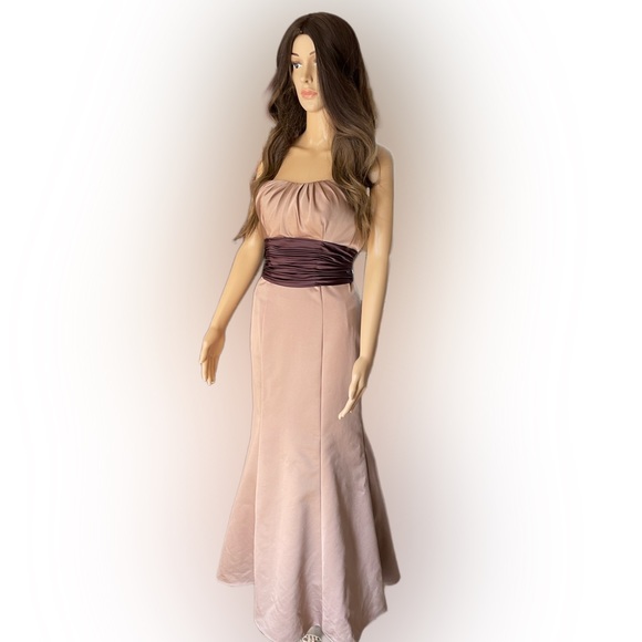 David’s Bridal Women's Strapless Embellished Formal Dress Tan Size 2 - Picture 4 of 15